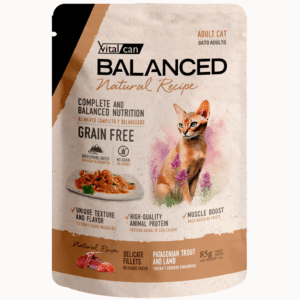 BALANCED NAT RECIPE POUCH GATO ADULTO TRUCHA Y CORDERO X 85 GRS