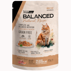 BALANCED NAT RECIPE POUCH GATO ADULTO SALMON Y CORDERO X 85 GRS